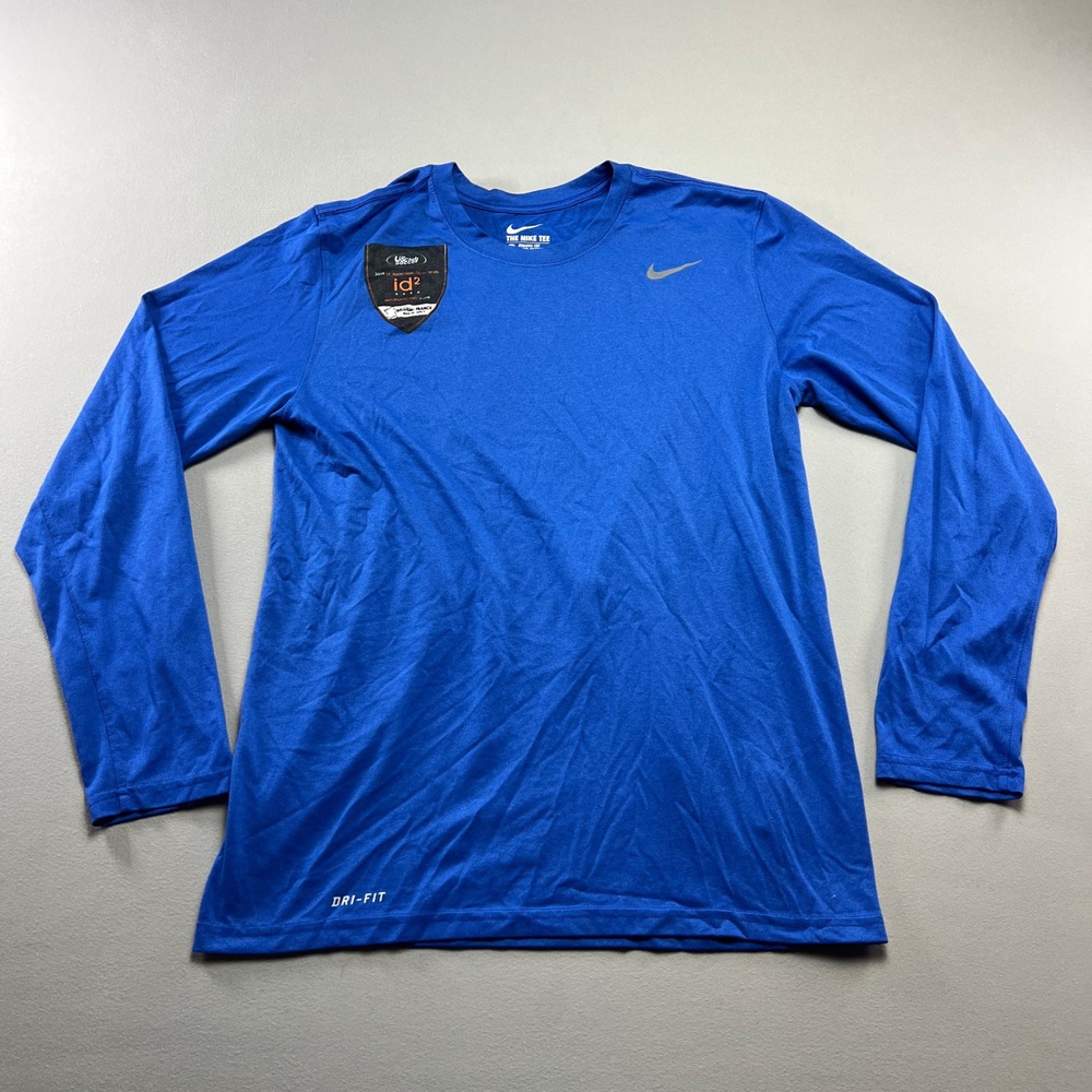 Nike Dri Fit T Shirt Men Medium Blue US Club Soccer Patch Crew Neck Athletic Cut